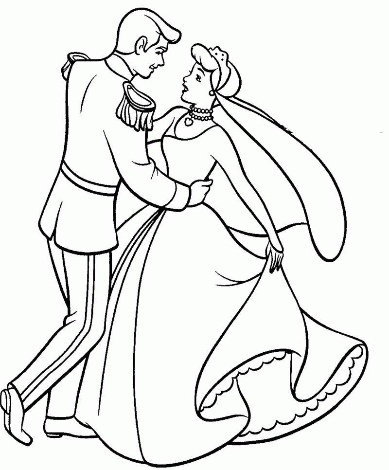 The Prince And Princess Cinderella Coloring Page - Princess 