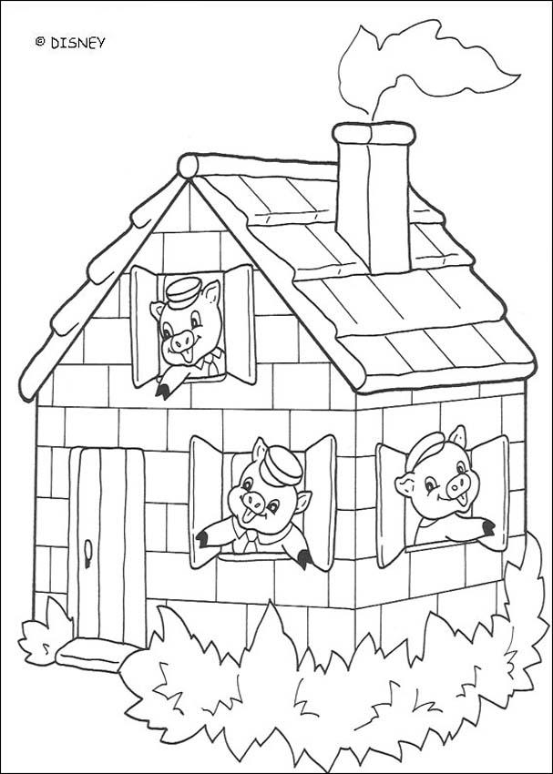 Three little Pigs coloring pages - Big bad wolf is burning