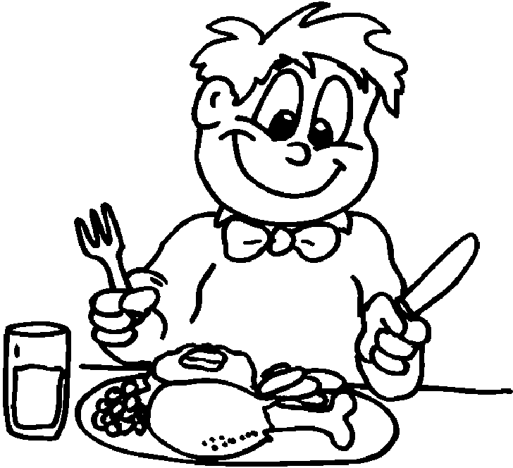 Eating Dinner of Thanksgiving Coloring Pages Printables 