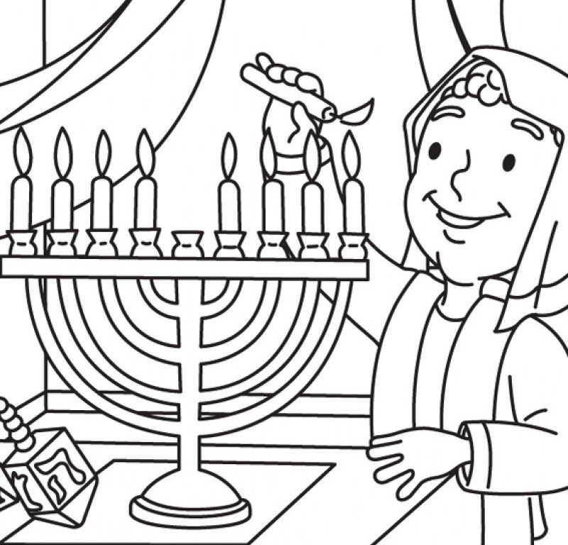 Chanukah And With Small Cute Boy Coloring Page - Kids Colouring Pages