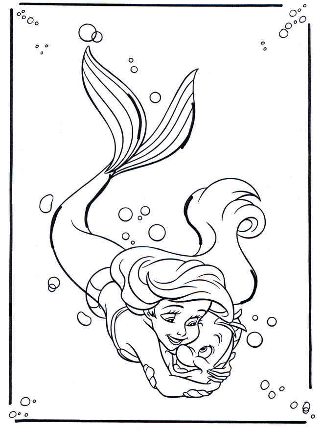 Ariel Kissing Brimsby Coloring Page | Kids Coloring Page