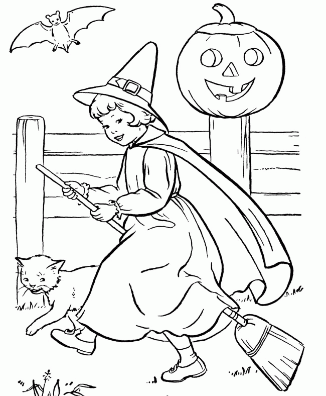 Cute Witch And Pumpkin Coloring Page |Halloween coloring pages 