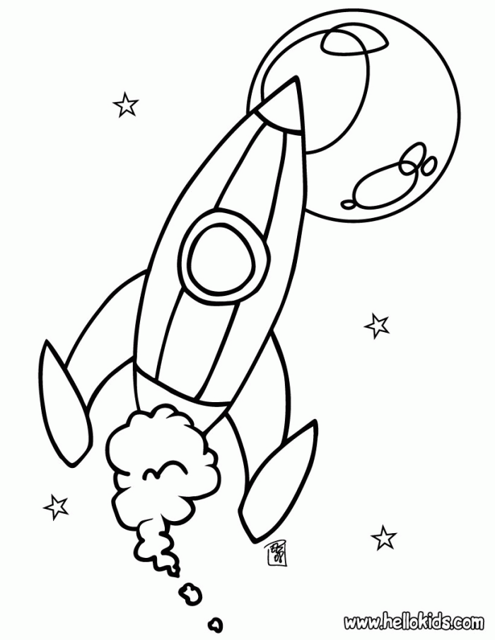 Spaceship Coloring Page For Kids