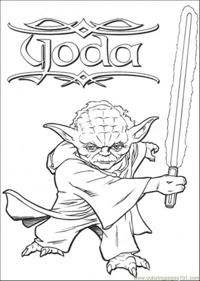 yoda with lightsaber Colouring Pages
