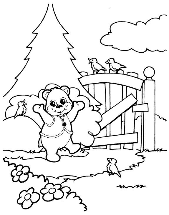 Awana Cubbies Bear in the Garden coloring page