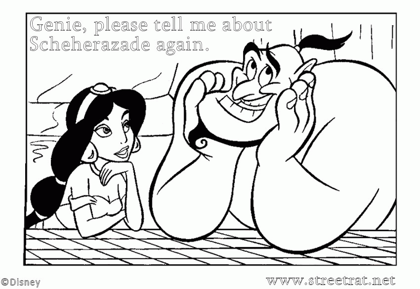 Genie tells about his vacation coloring page | – Streetrat –