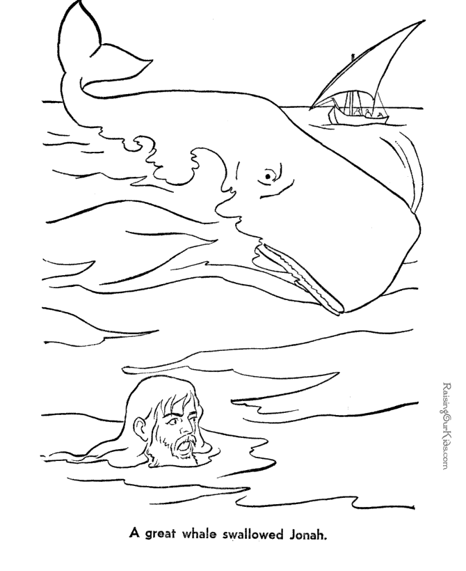 Jonah and Whale - Bible coloring page to print 044