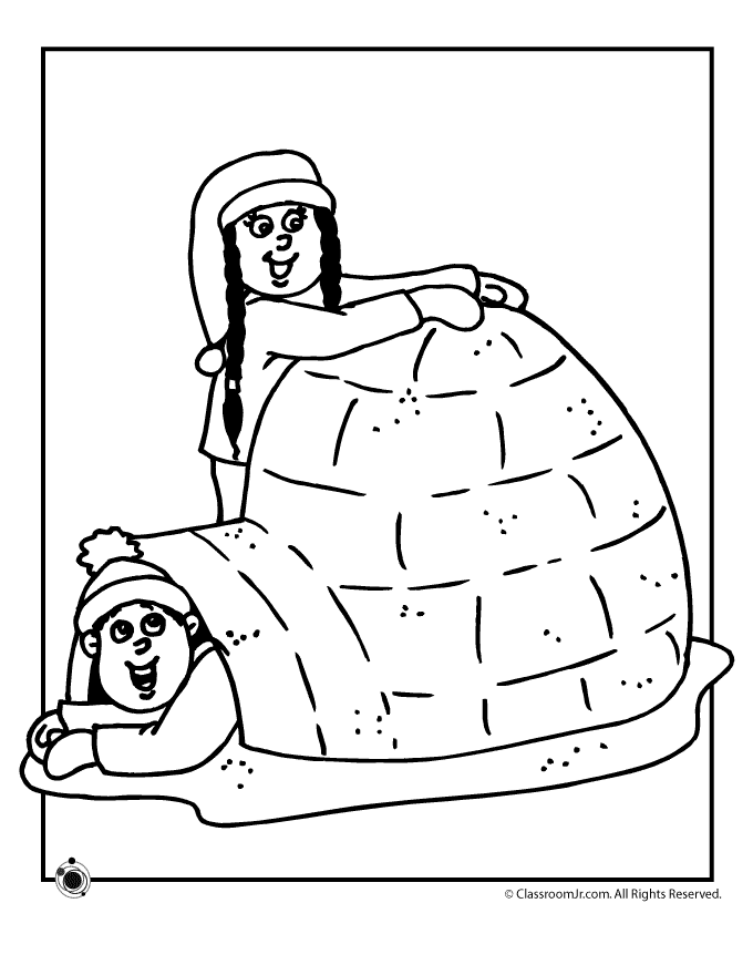 winter coloring pages igloo page classroom jr