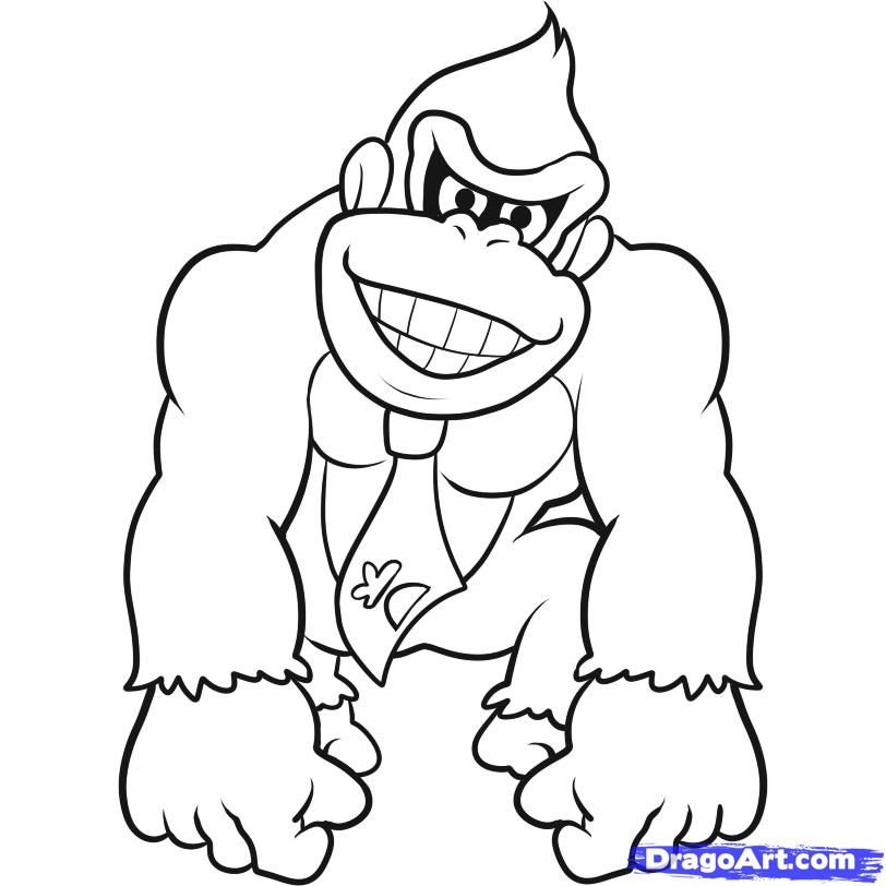 How To Draw Donkey Kong, Step by Step, Video Game Characters, Pop 