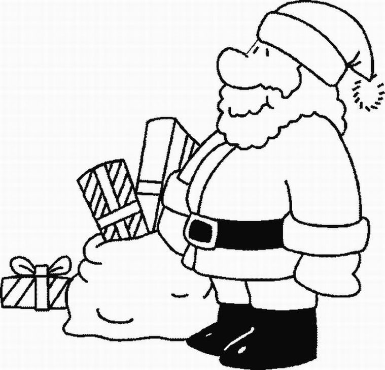 Free Printable Santa Claus with Presents Coloring Page For Kids
