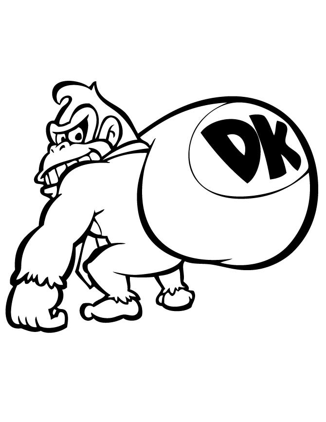 Donkey Kong With Barrel Coloring Page | Free Printable Coloring Pages