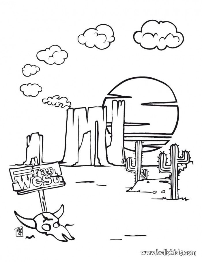 Western Coloring Page : Printable Coloring Book Sheet Online for 