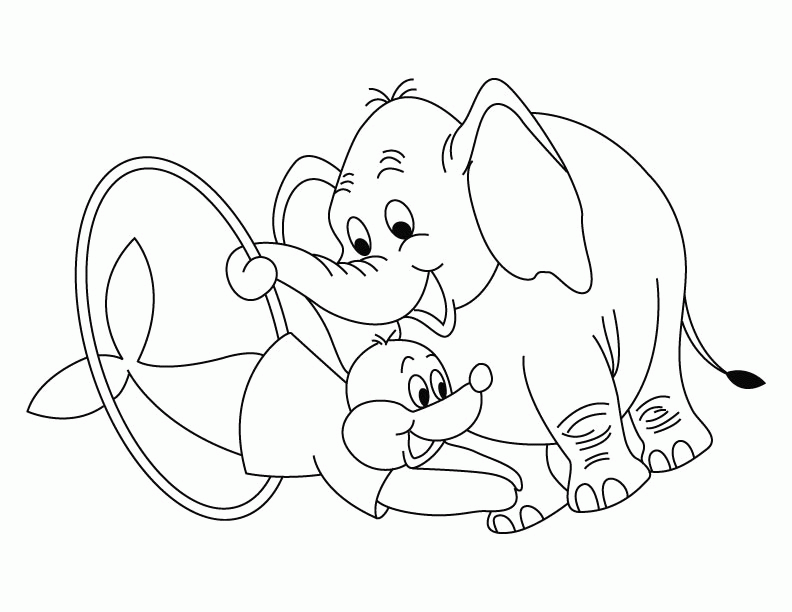 Elephant with seal showing circus coloring page | Download Free 