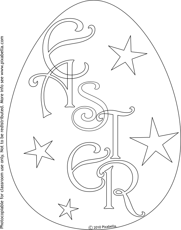 easter egg color page clip art from pixabella