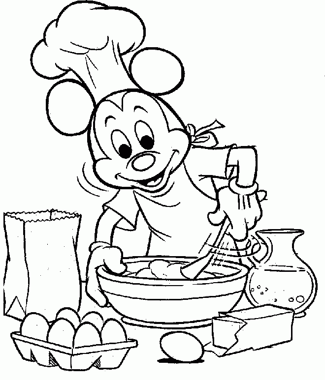 Mickey Mouse Was Cooking Coloring Pages - Mickey Mouse Coloring 