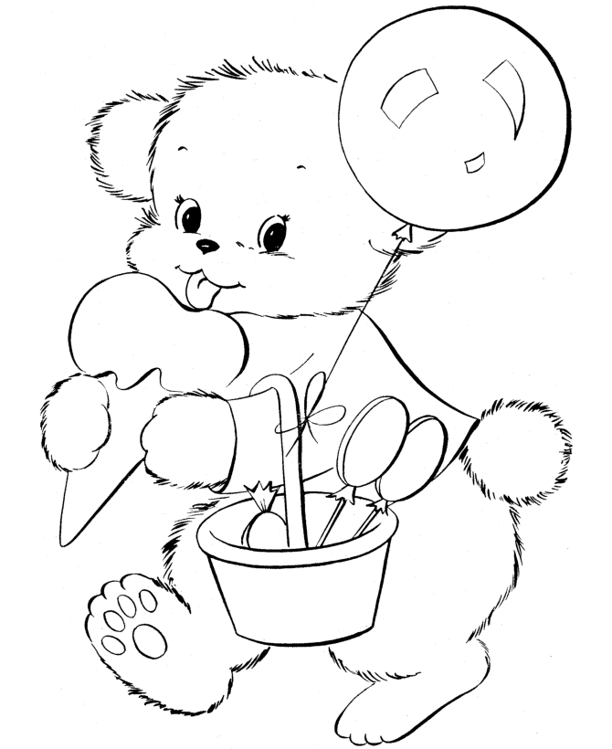 teddy bear coloring pages cute birthday sheet
