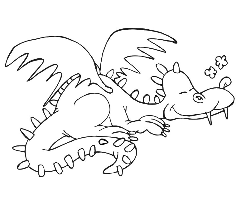dragon coloring page sleeping