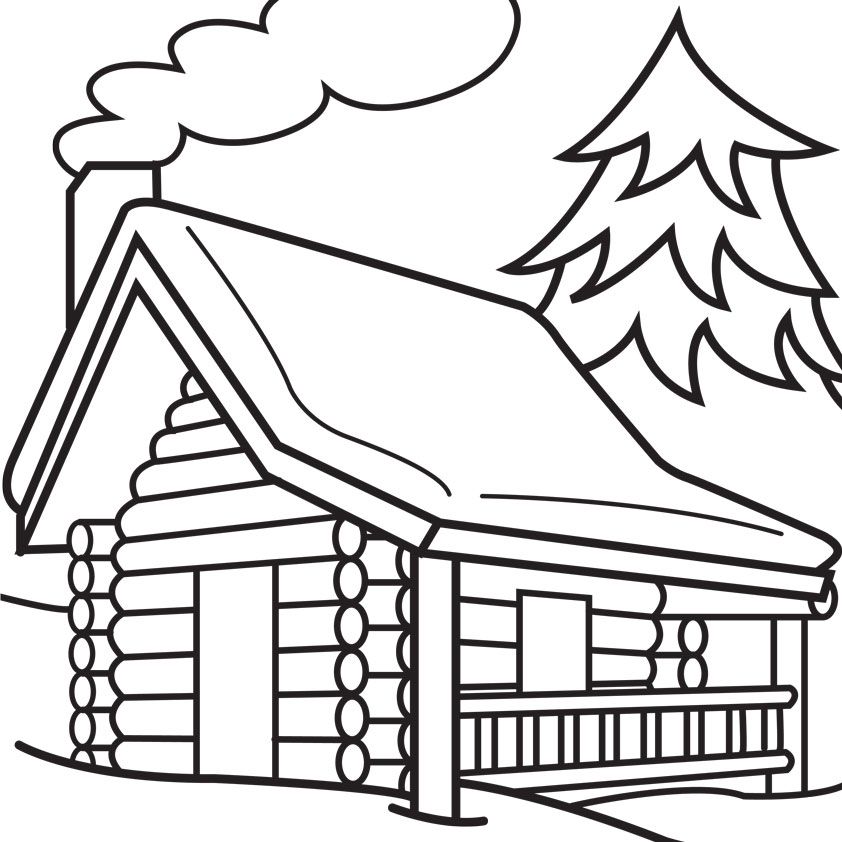 Log Cabin Coloring Page - Coloring Home