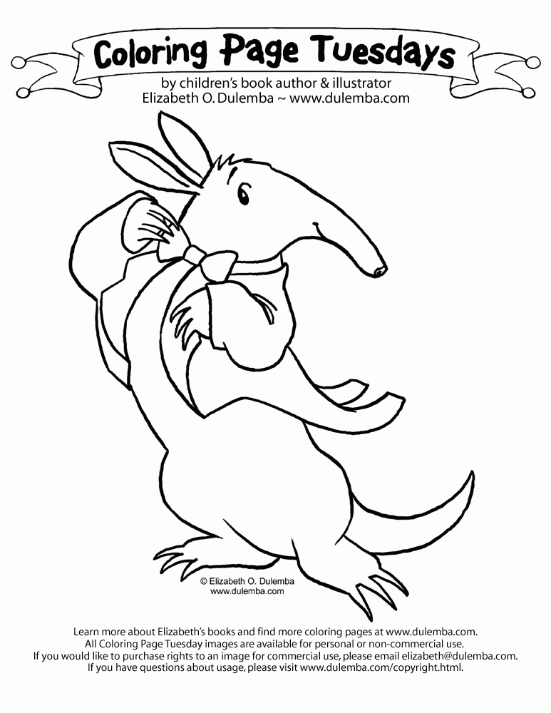 dulemba: Coloring Page Tuesday - Aardvark!