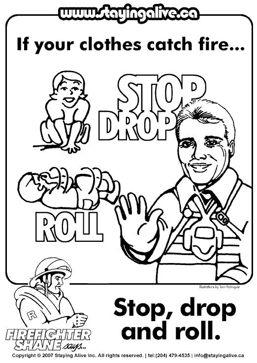 Stop Drop And Roll Coloring Pages Coloring Home