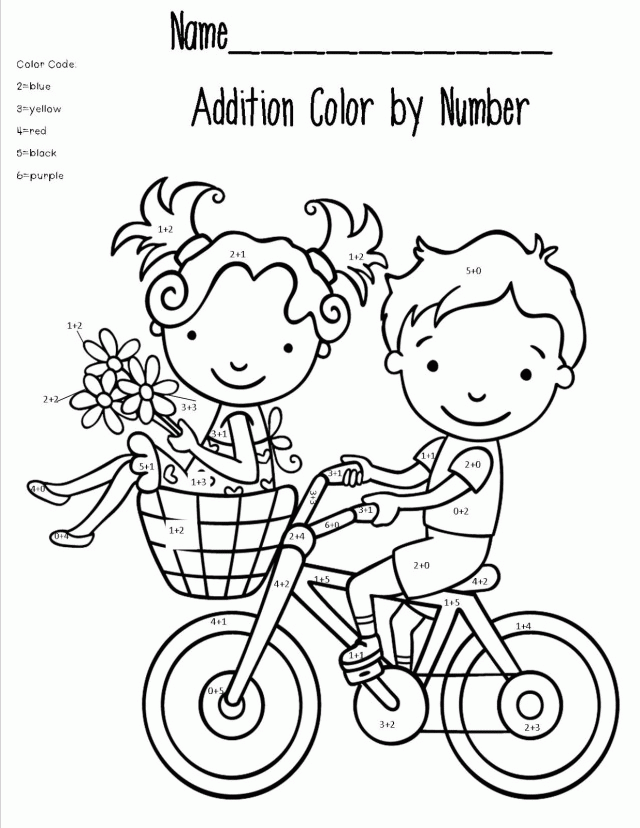 Color By Number Addition Worksheets For Kindergarten