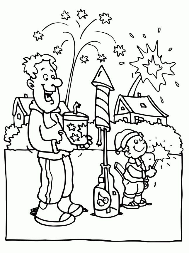 Play Fireworks In New Year Eve Coloring Pages - New Year ...