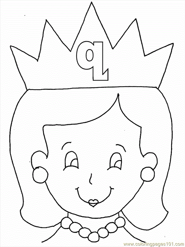 Coloring Pages Q Queen (Education > Alphabets) - free printable 