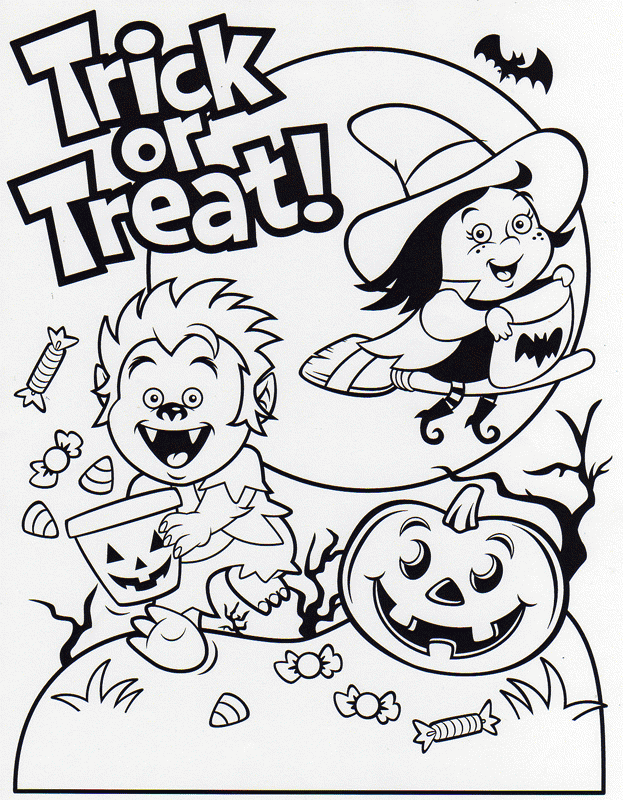 Trick Or Treat Coloring Page - Coloring Home