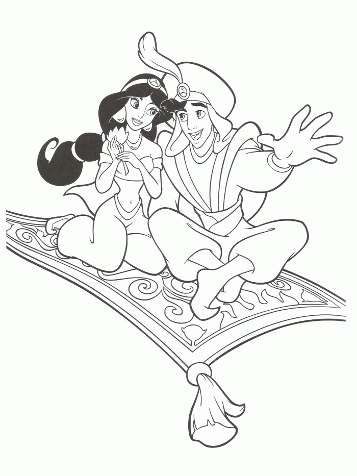 Jasmine And Aladdin Magic Carpet Ride Coloring Pages Jasmine Coloring Home