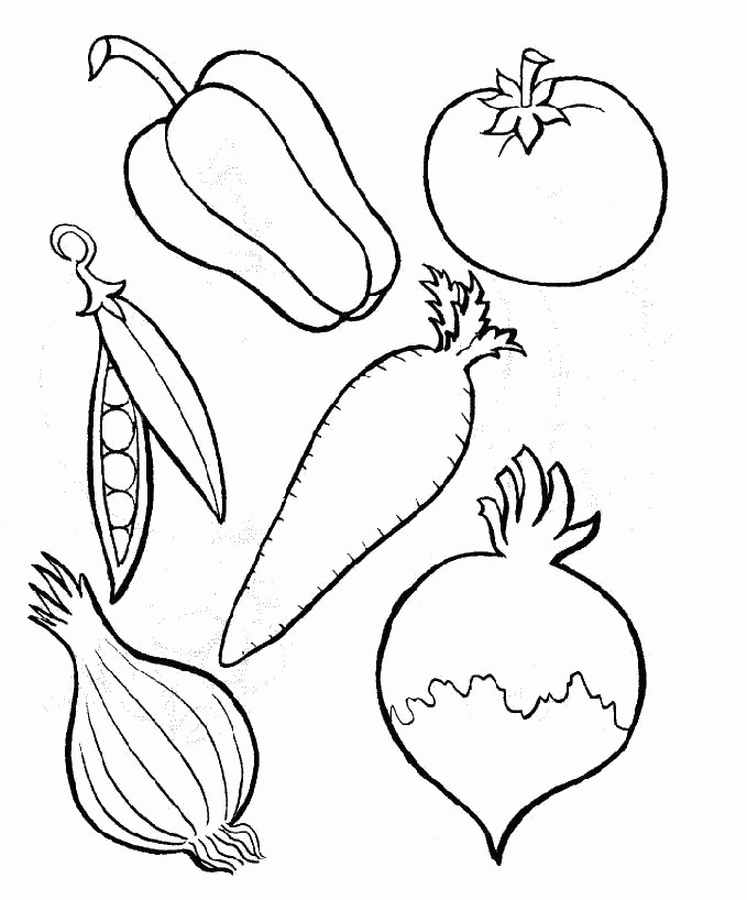 Six Kinds Of Perfect Food Vegetables Coloring Pages