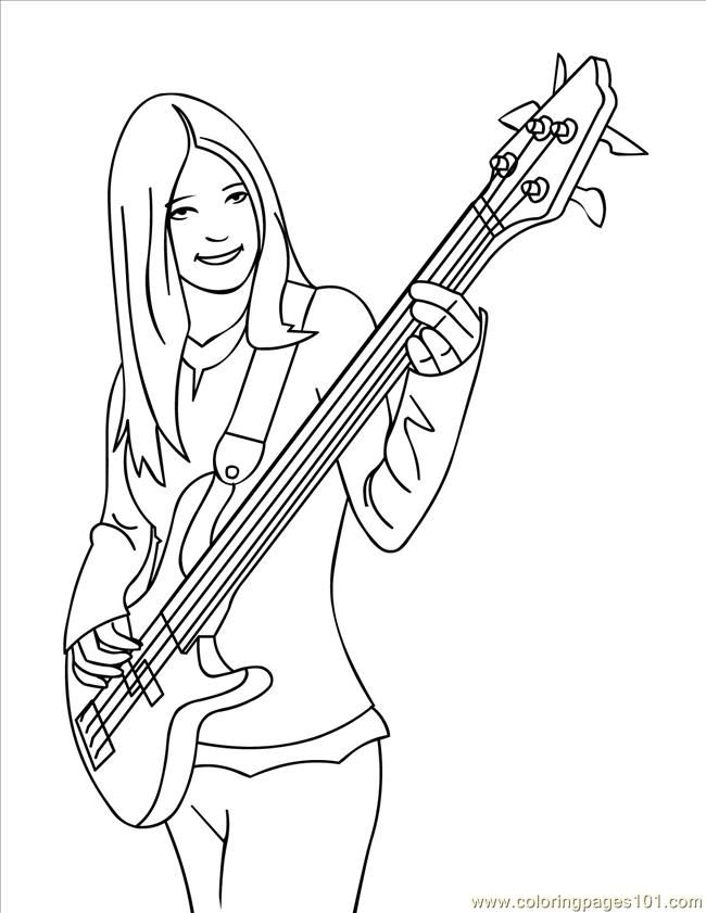 Coloring Pages Bass Ink (Entertainment > Instruments) - free 