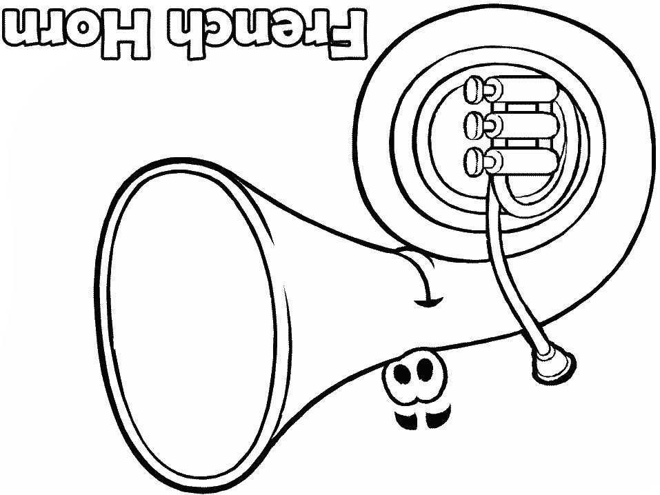 Free Printable musical tool coloring pages for kids – French Horn 