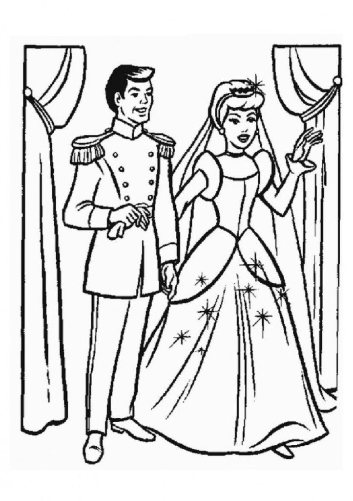 Cinderella And Prince Charming Coloring Pages - HD Printable 