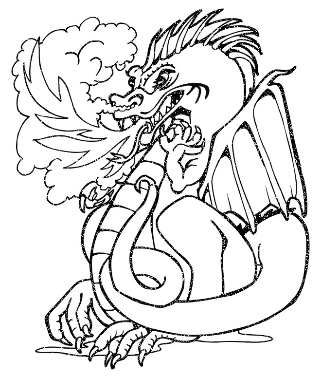 dragon coloring page fierce fire breathing