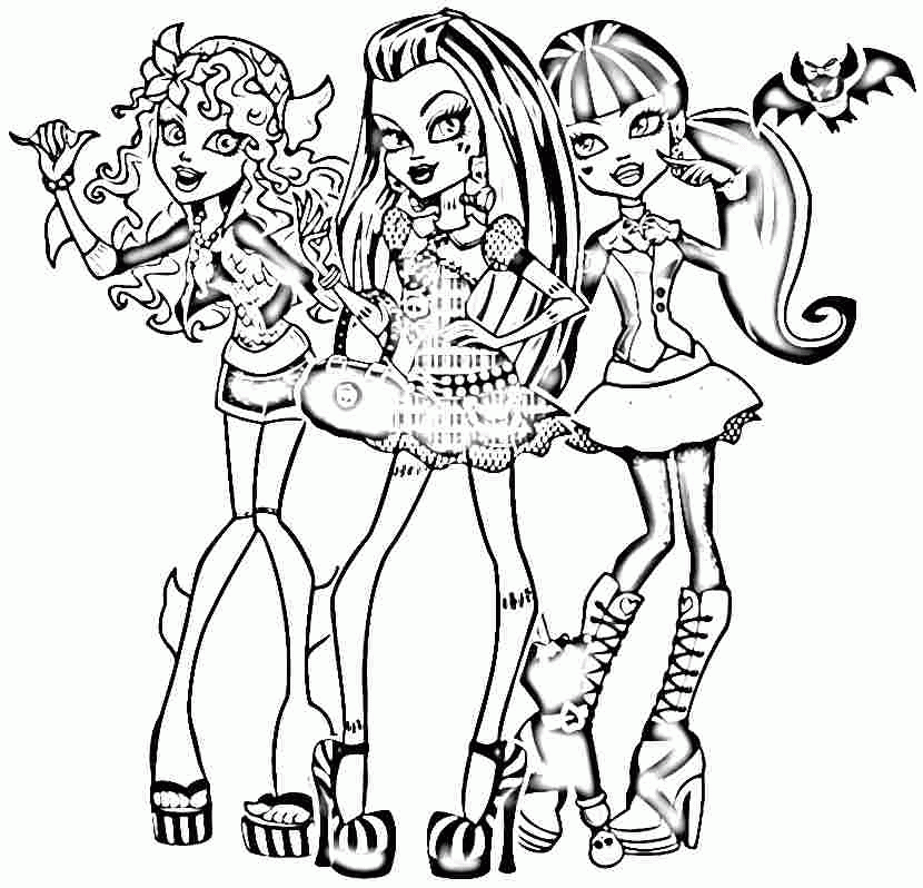Printable Free Monster High Cartoon Coloring Sheets For Kids #19421.