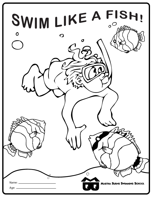 Swimming pictures Colouring Pages