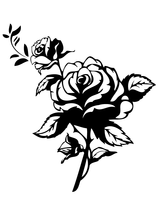 2 Pretty Roses Coloring Page Free Printable Coloring Pages Rose 