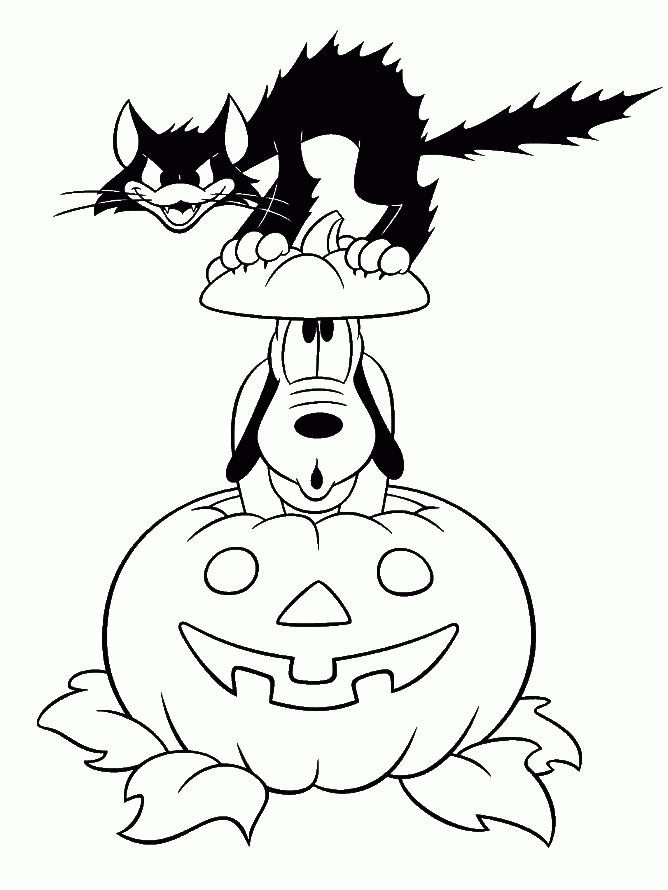 mickey mouse pluto black cat disneys printable coloring page 
