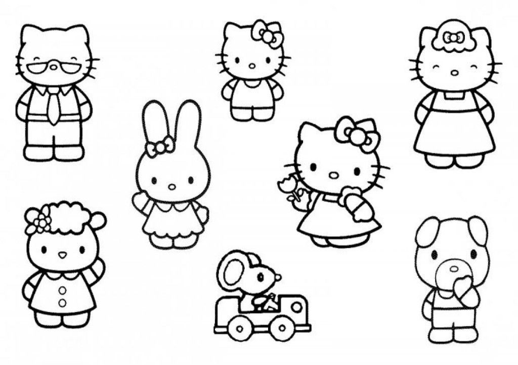 Funny Hello Kitty Friends And Family Coloring Pages - deColoring