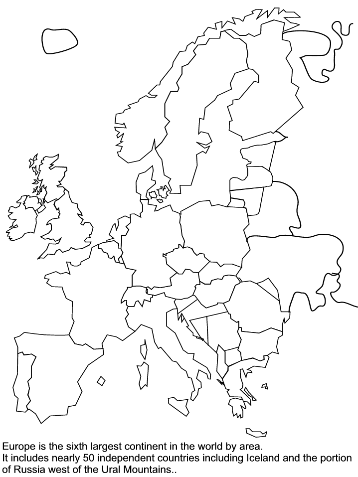 Free Europe Coloring Map