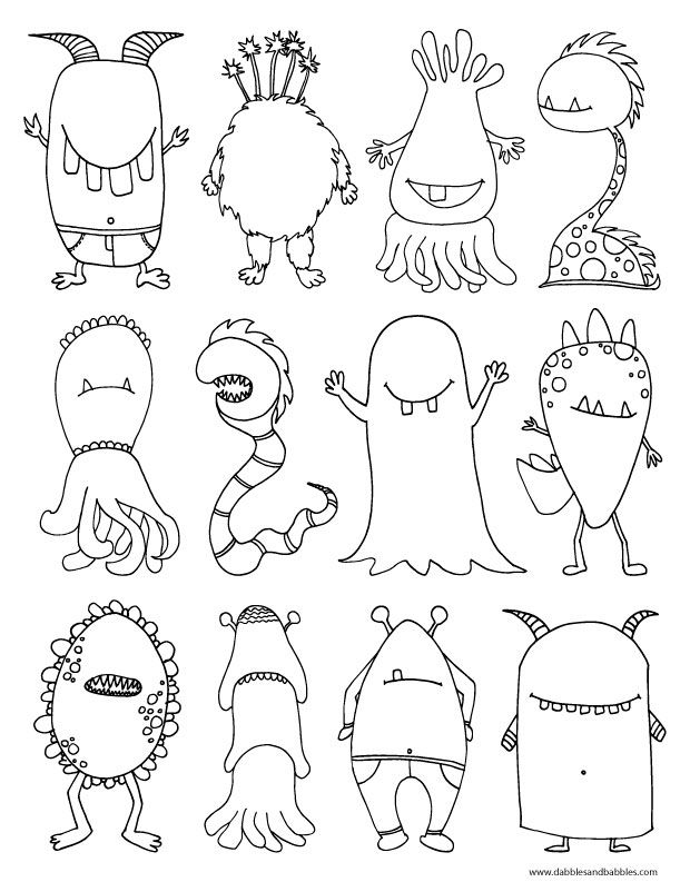 Monsters Coloring Page - Dabbles & Babbles