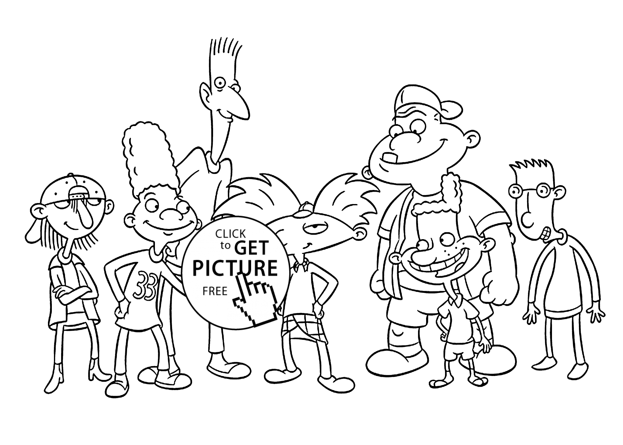 Hey Arnold and friend coloring pages for kids, printable free ...