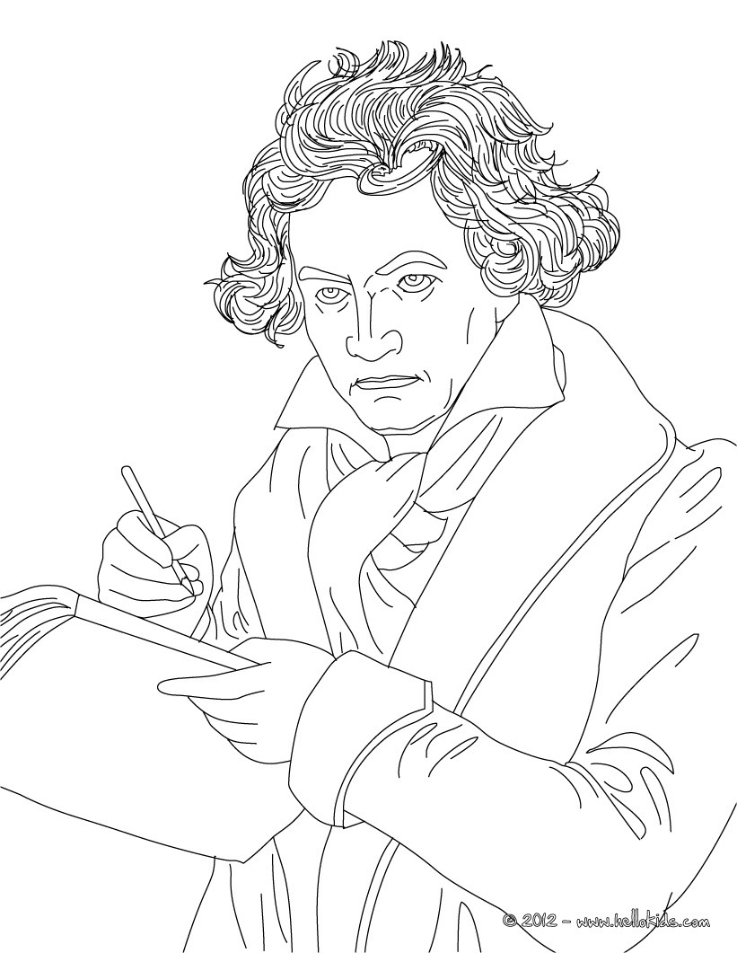 LUDWIG VON BEETHOVEN famous German composer - FIGURES OF GERMAN HISTORY coloring pages
