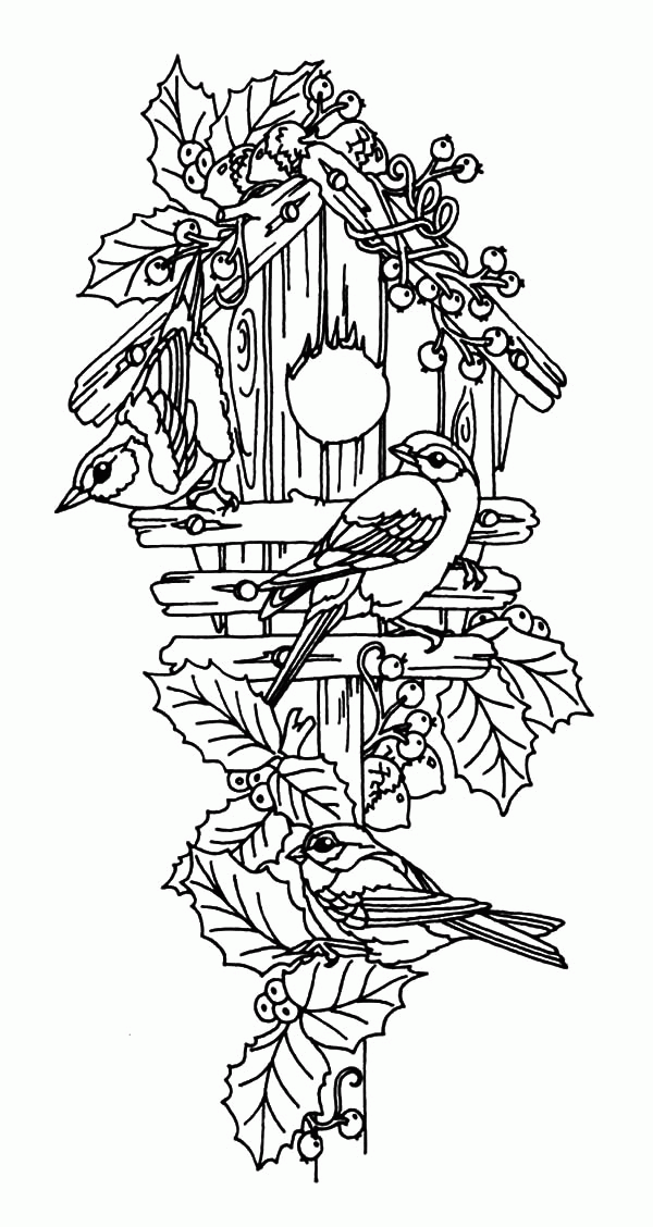 Birdhouse Coloring Page - Coloring Home