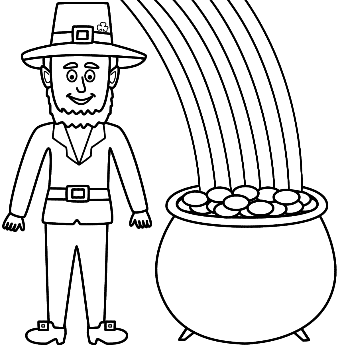 466 Simple Rainbow And Pot Of Gold Coloring Page for Adult