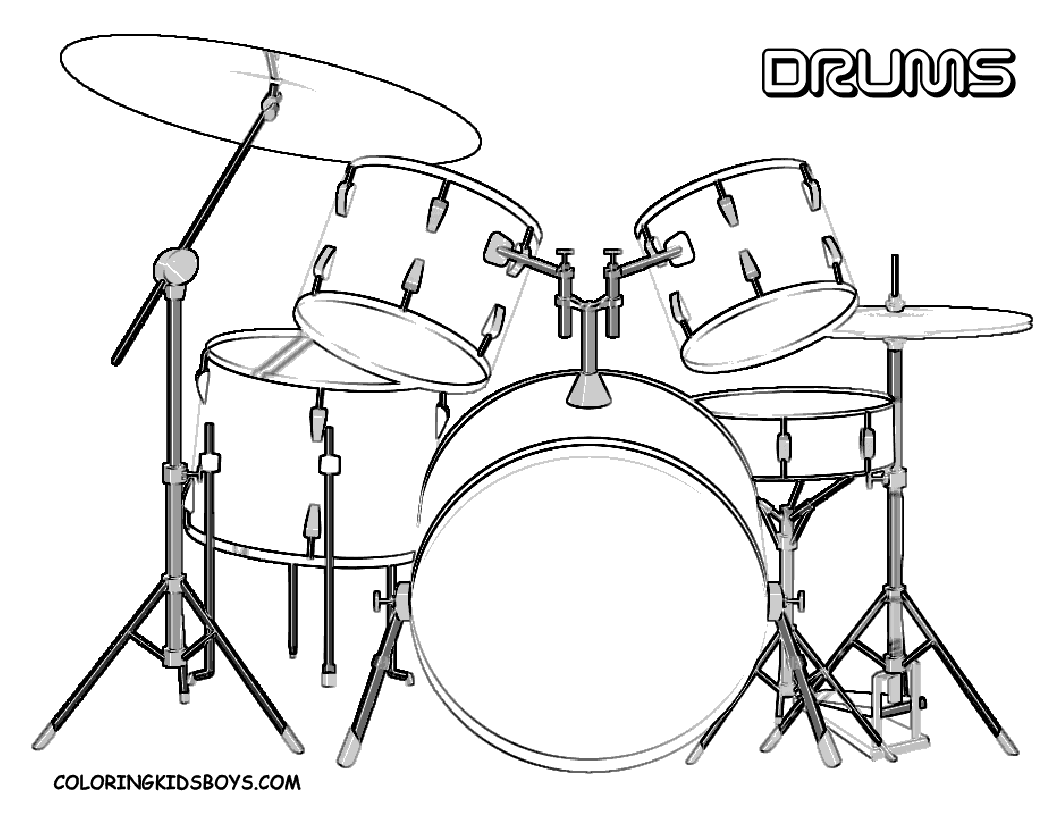 Drum Set Coloring Page at YesColoring | Music coloring, Coloring ...