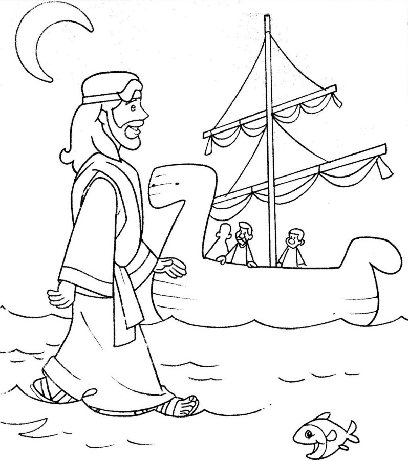 Jesus Walks On Water Coloring Page - Best Reading Toys
