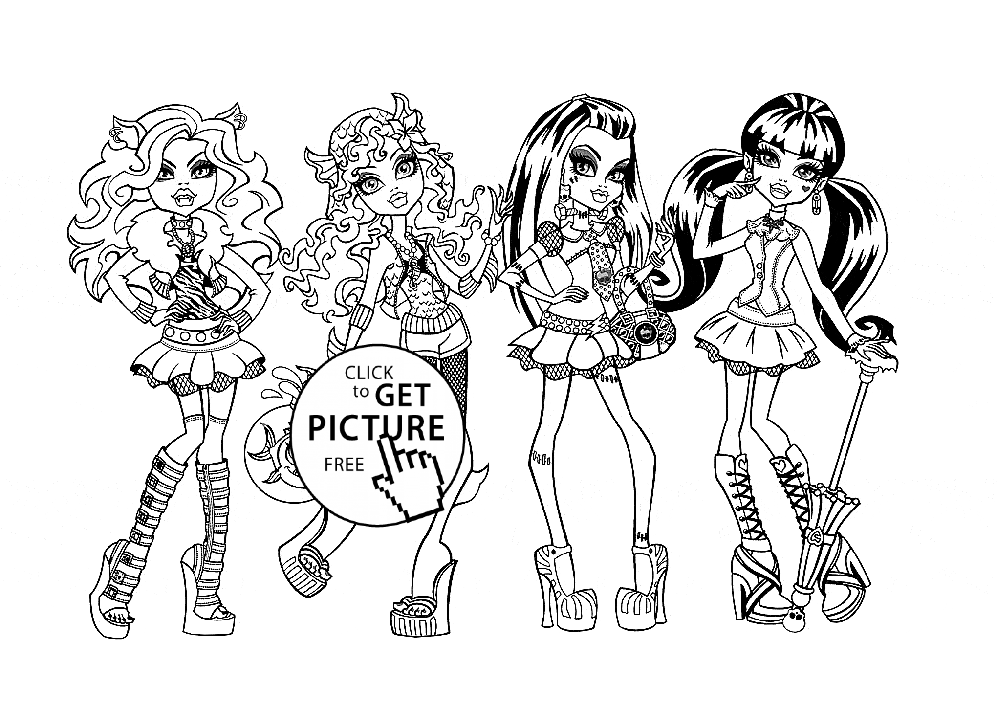 Monster High Girls coloring page for kids, for girls coloring ...