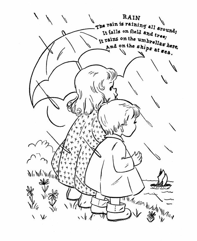 April Shower Spring Coloring Page - Coloring Pages For All Ages