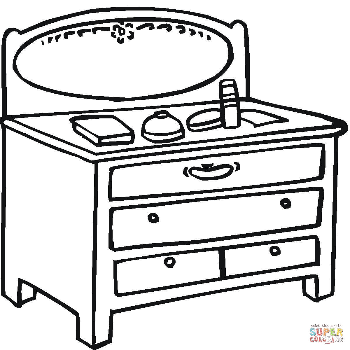 Little Table With Mirror coloring page | Free Printable Coloring Pages